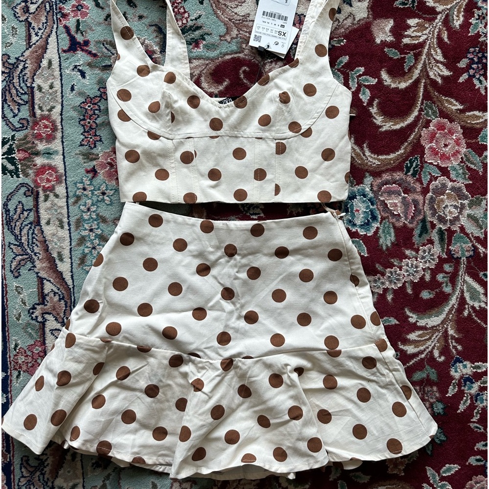 Zara Polka Dot Skirt & Crop Top, BNWT